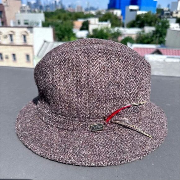 Vintage Adam New York wool hat fedora tweed feathers grandpacore neutral​ chic - Picture 2 of 5
